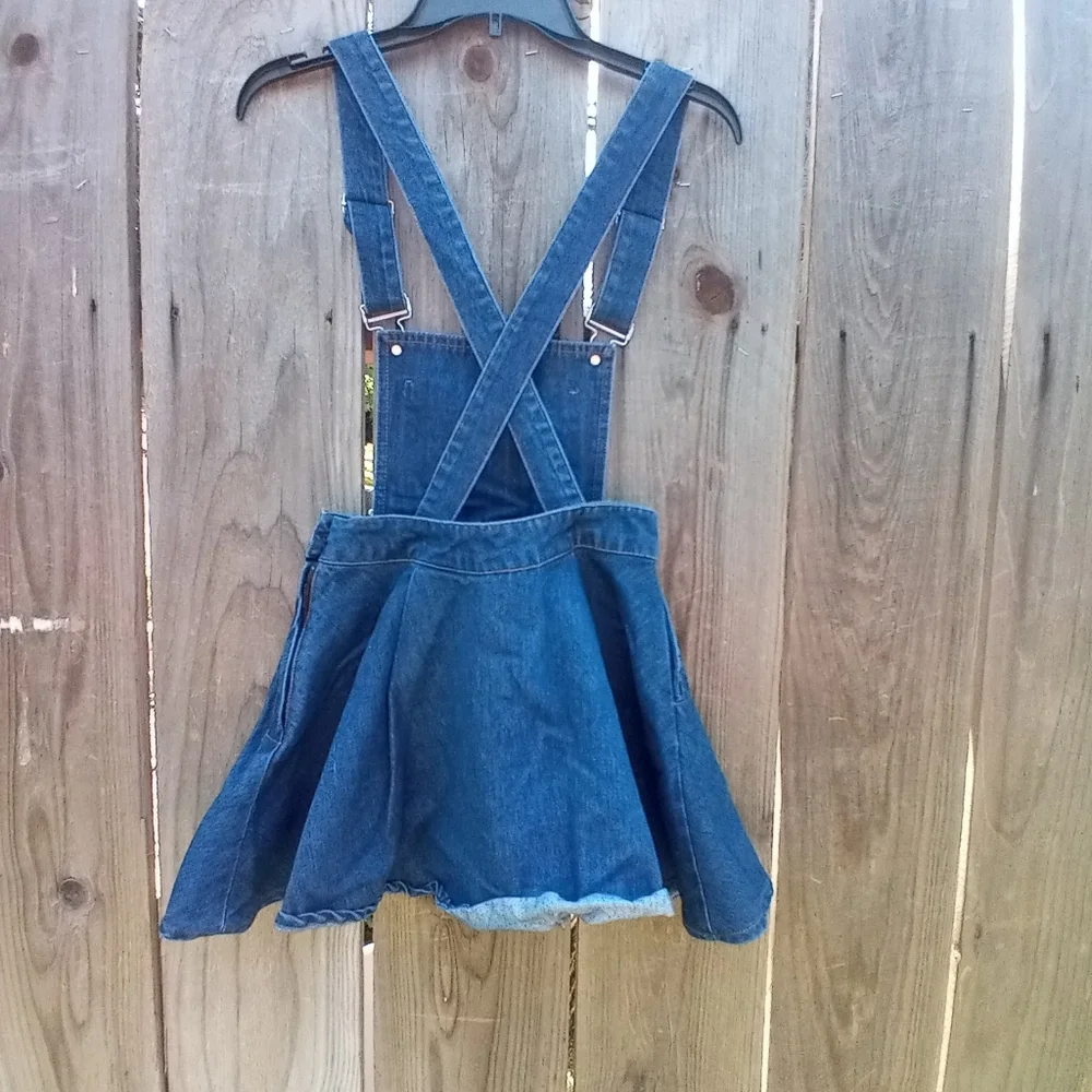 Y2K Vintage American Apparel Denim Bib Overall Skater Skirt S Non-Stretch Flared